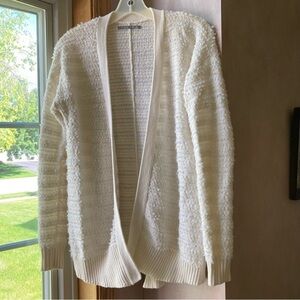 Rubbish White Cream Cardigan Sweater XS Cotton Acrylic Open Long Sleeve